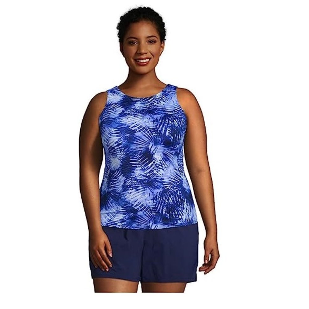 Lands' End Blue Patterned Bikini Top